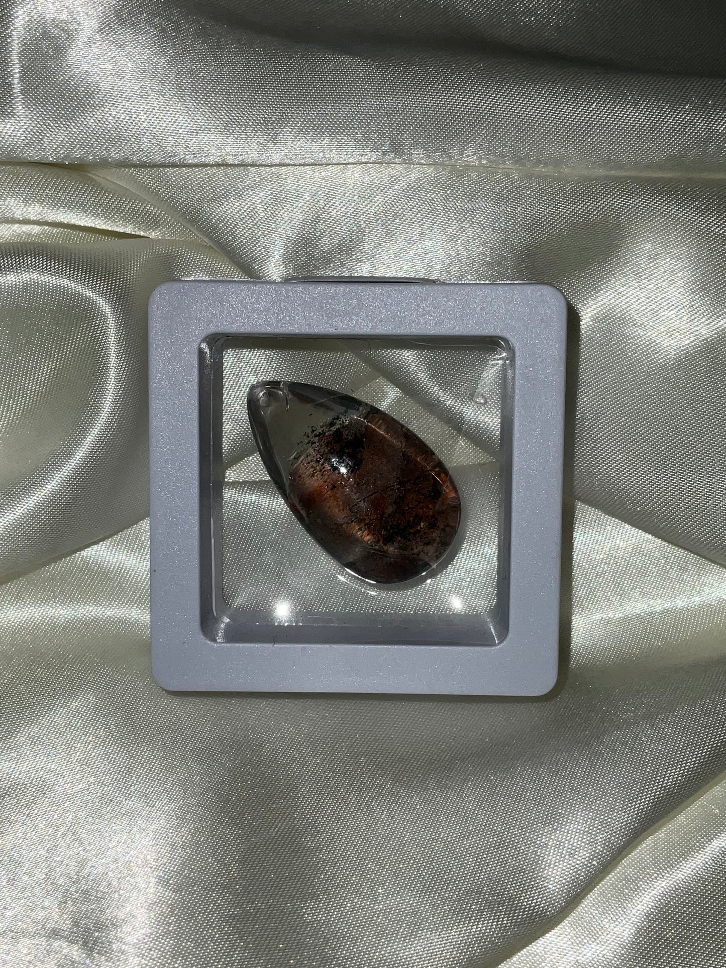 Garden Quartz Teardrop Crystal Pendant (Lodolite)