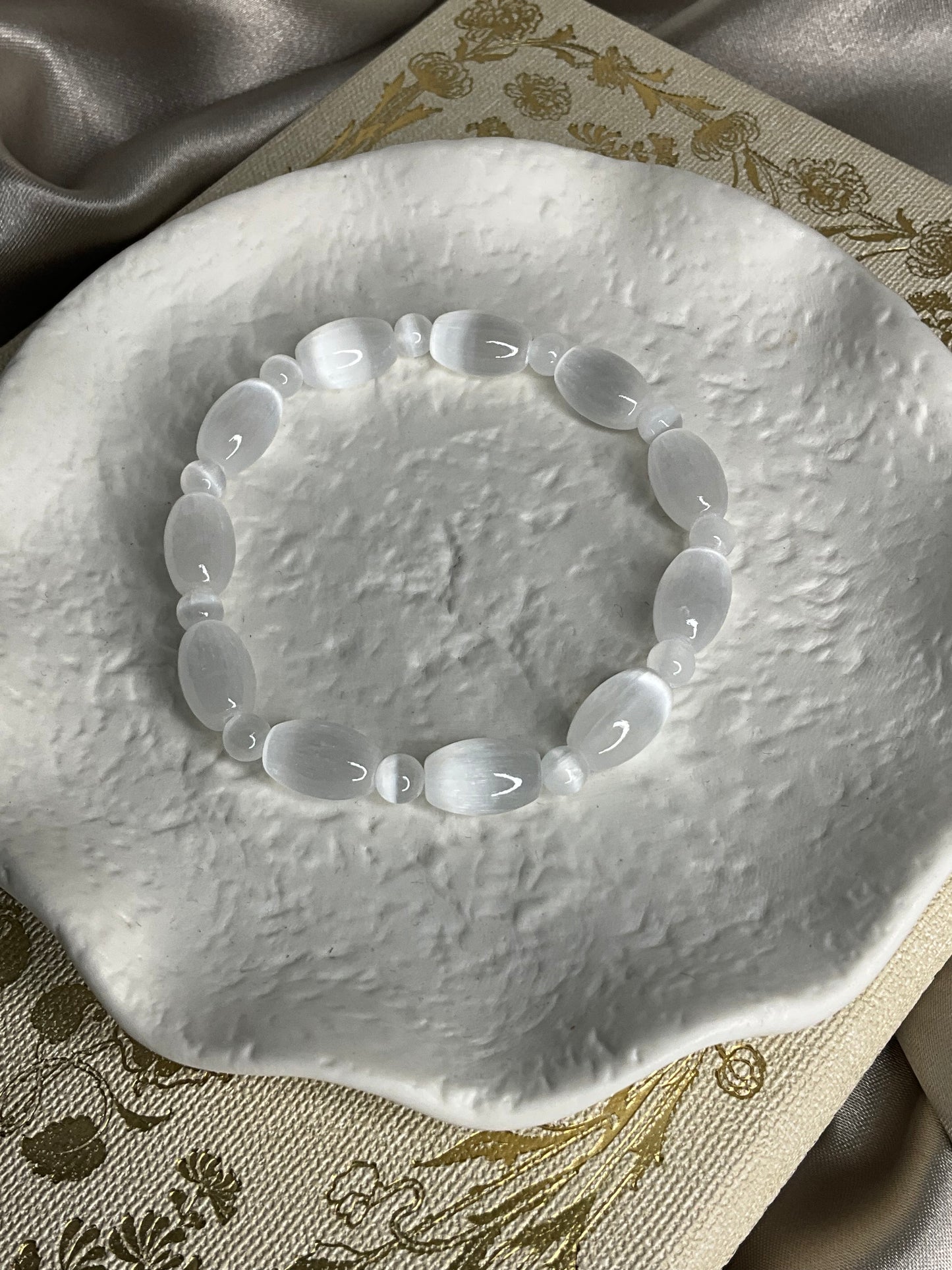 Selenite Stretch beaded bracelet.