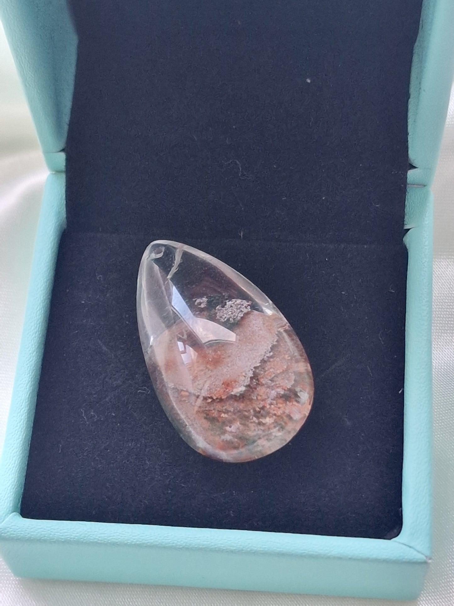 Garden Quartz Teardrop Crystal Pendant (Lodolite)