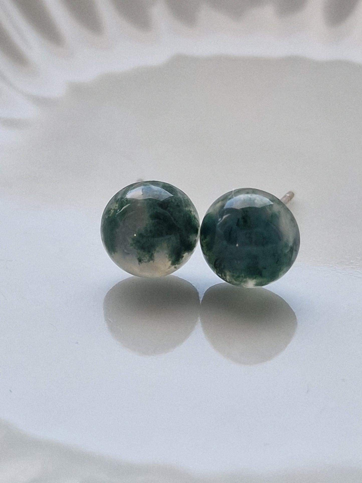 Moss Agate Stud Earrings