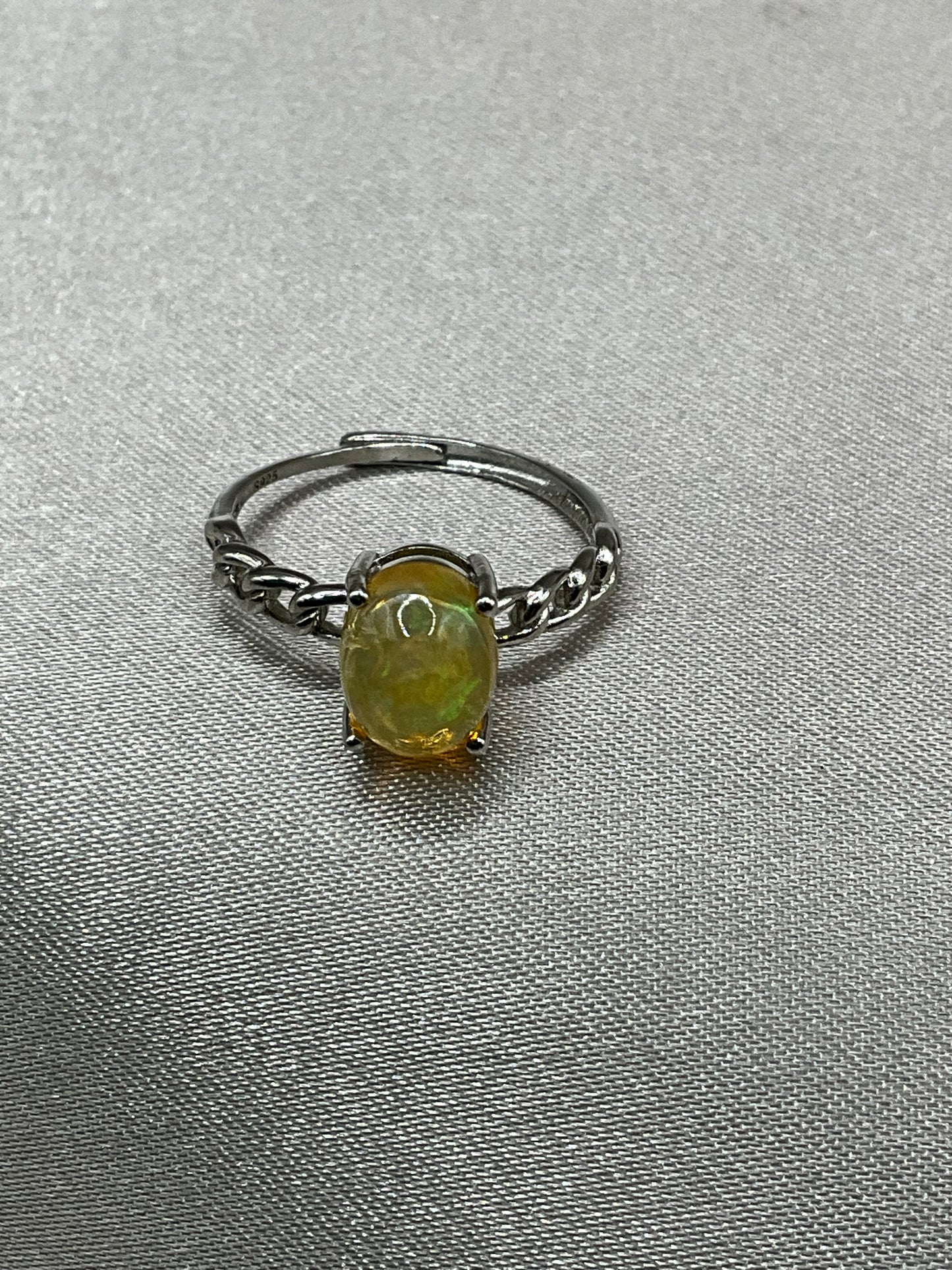 Yellow Opal 925 Sterling Silver Ring adjustable