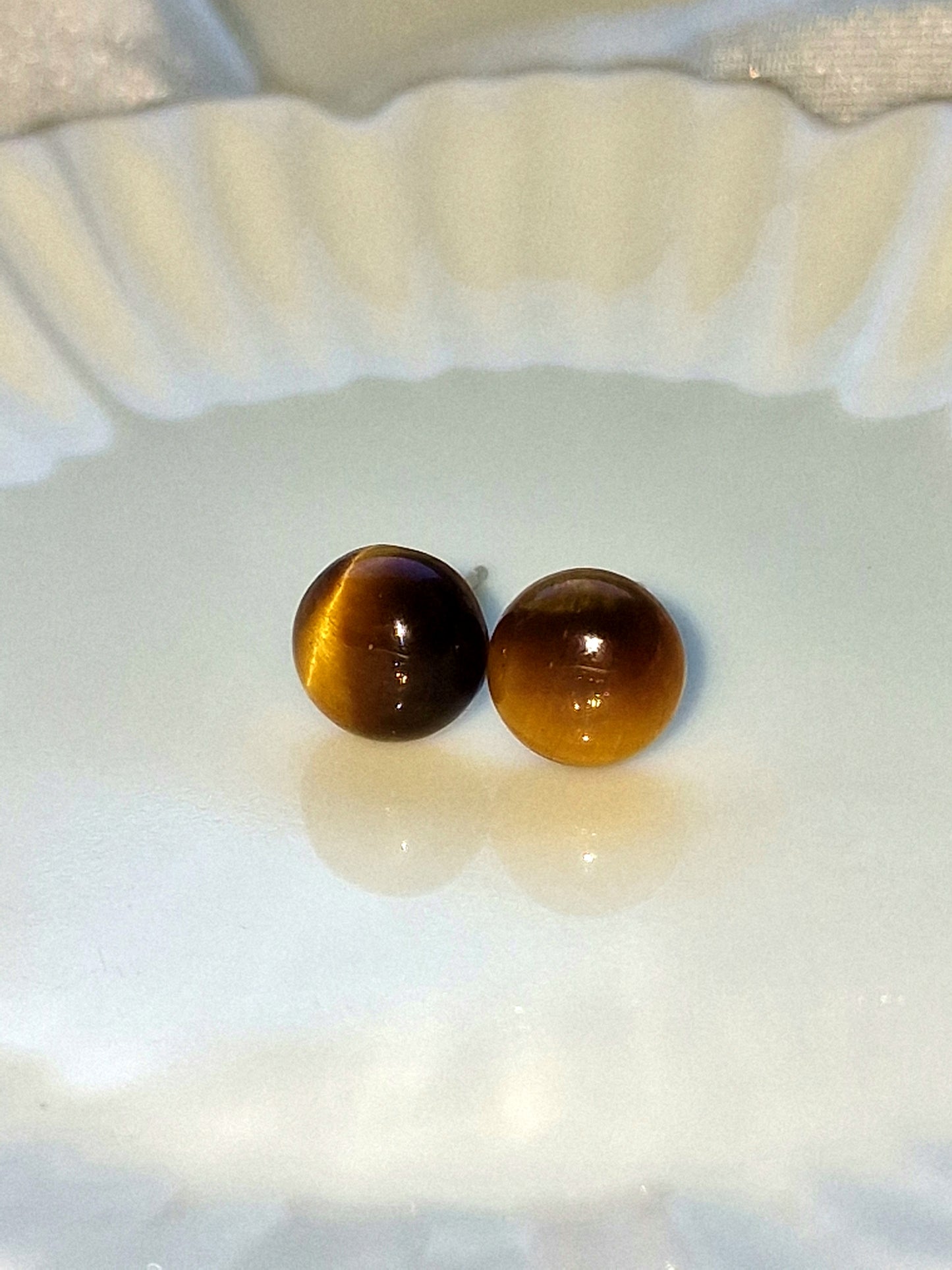 Authentic Tiger Eye Crystal Stud Earrings