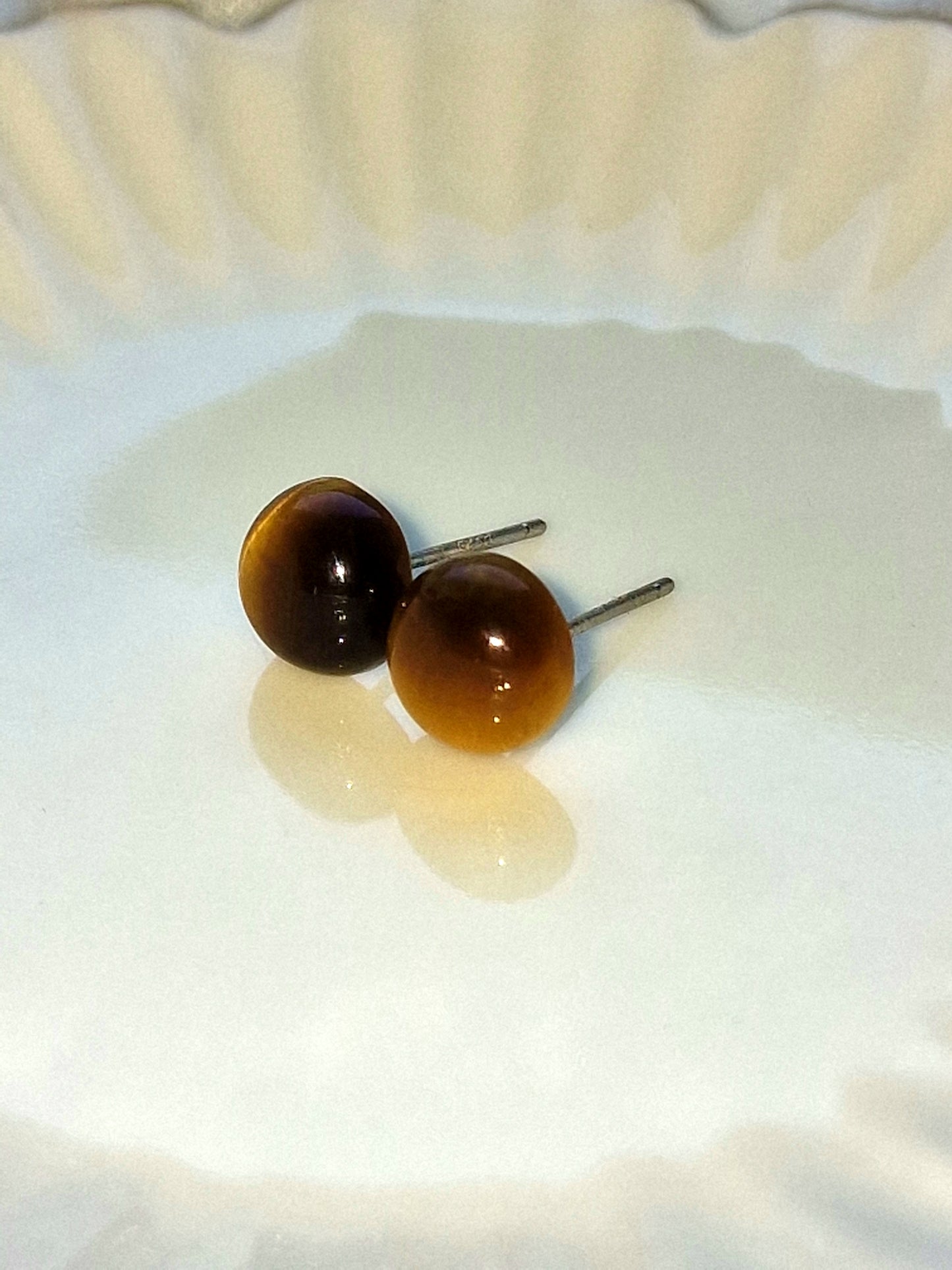 Authentic Tiger Eye Crystal Stud Earrings