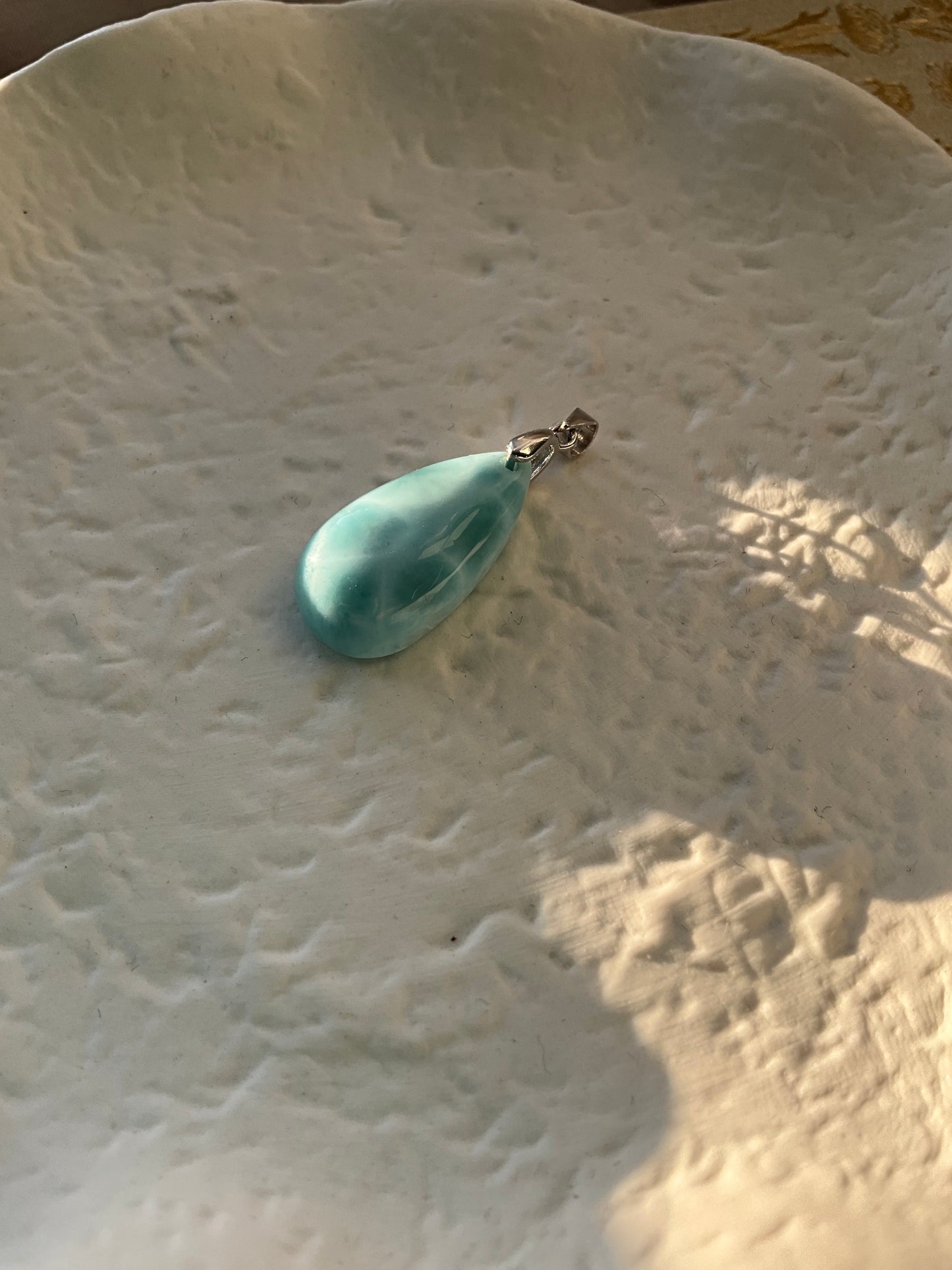 Larimar pendant on 925 sterling silver clasp