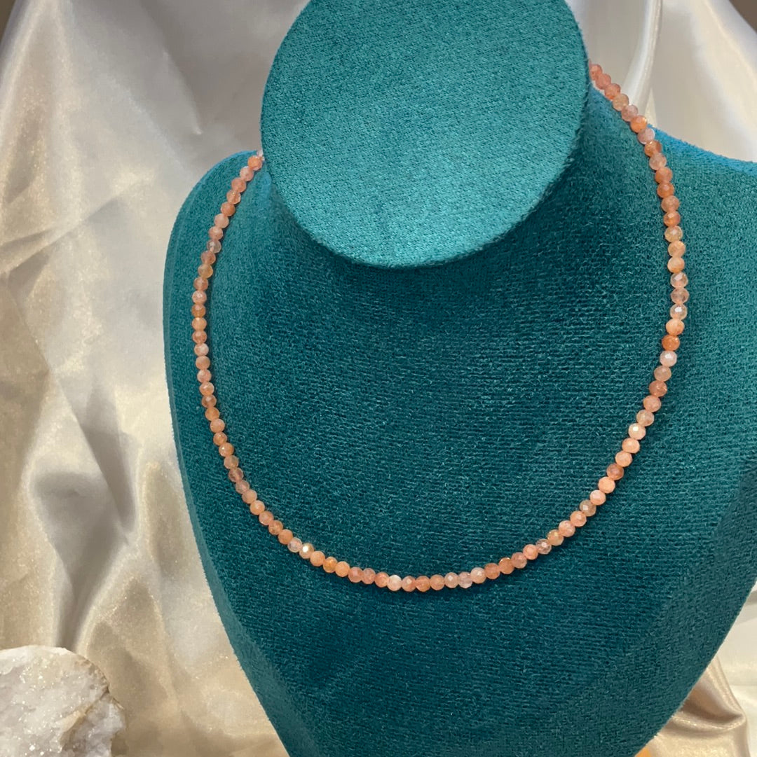 Beaded sunstone crystal choker necklace