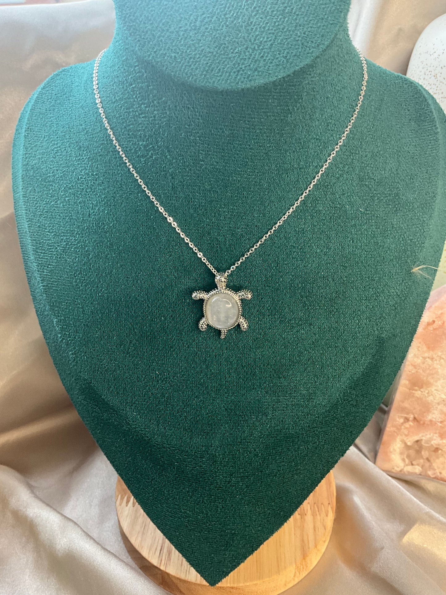 Crystal Turtle Necklace - Moonstone