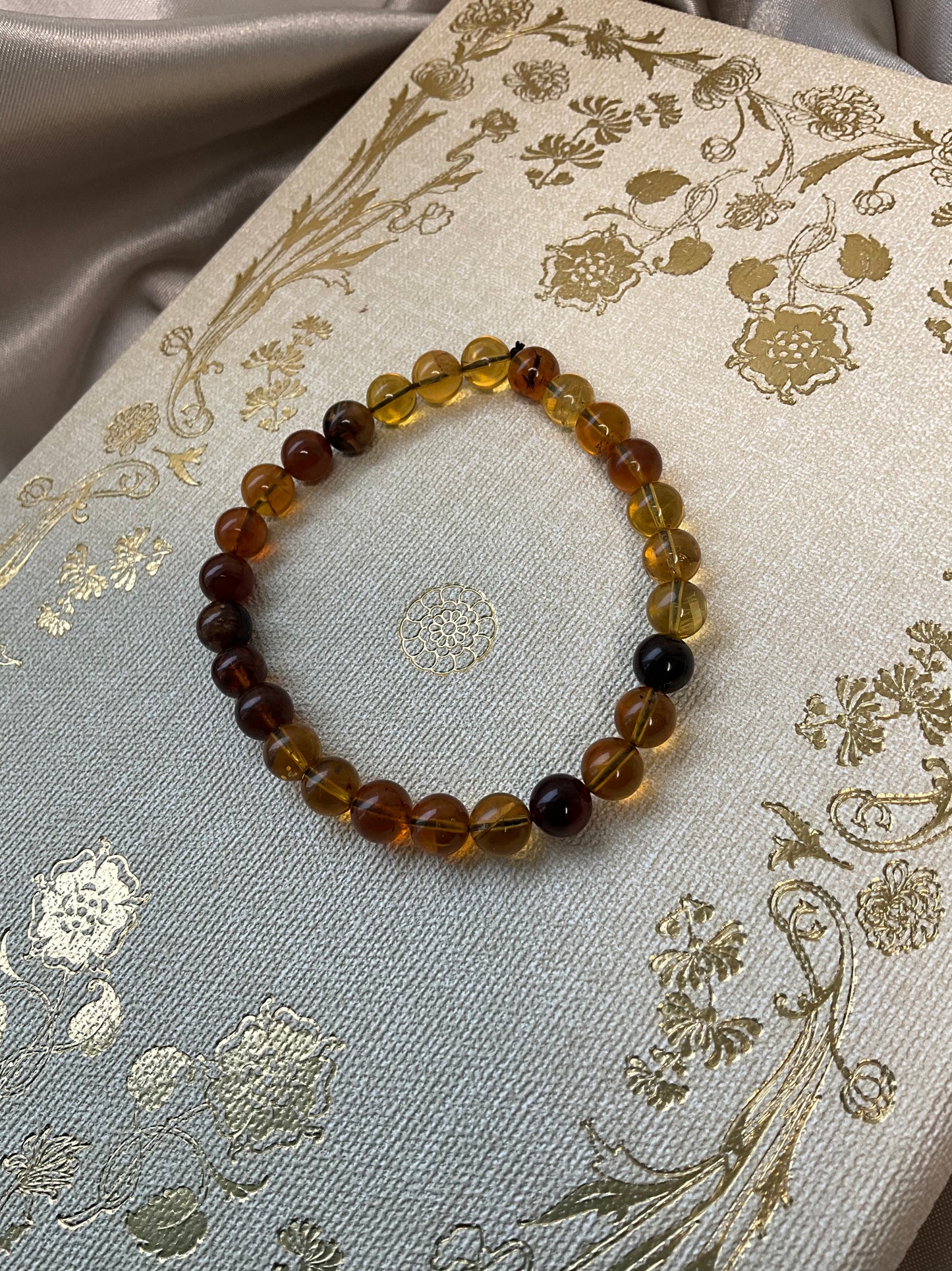 Blue Amber stretch beaded bracelet