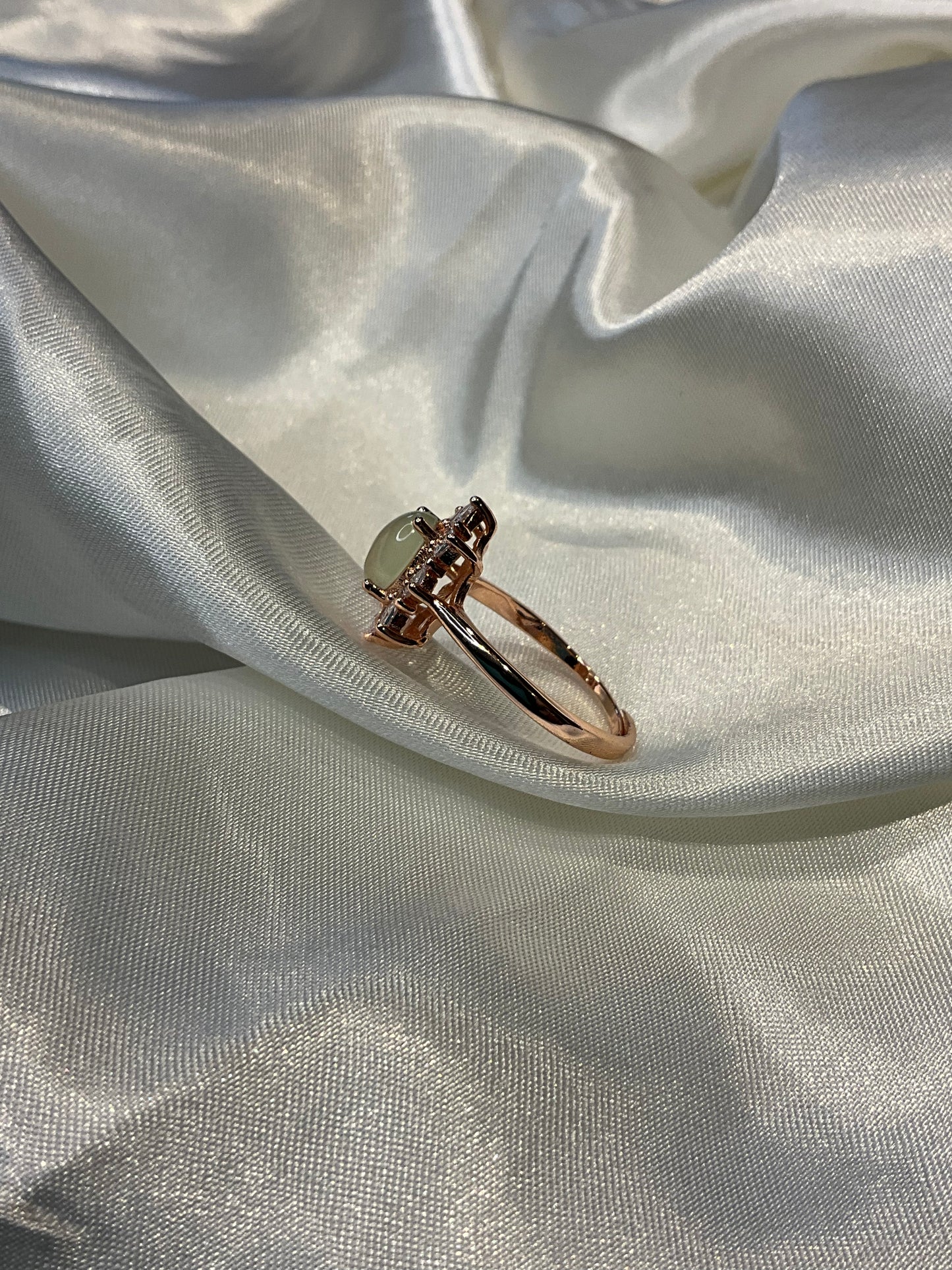 Tourmaline flower ring on rose gold plated adjustable ring