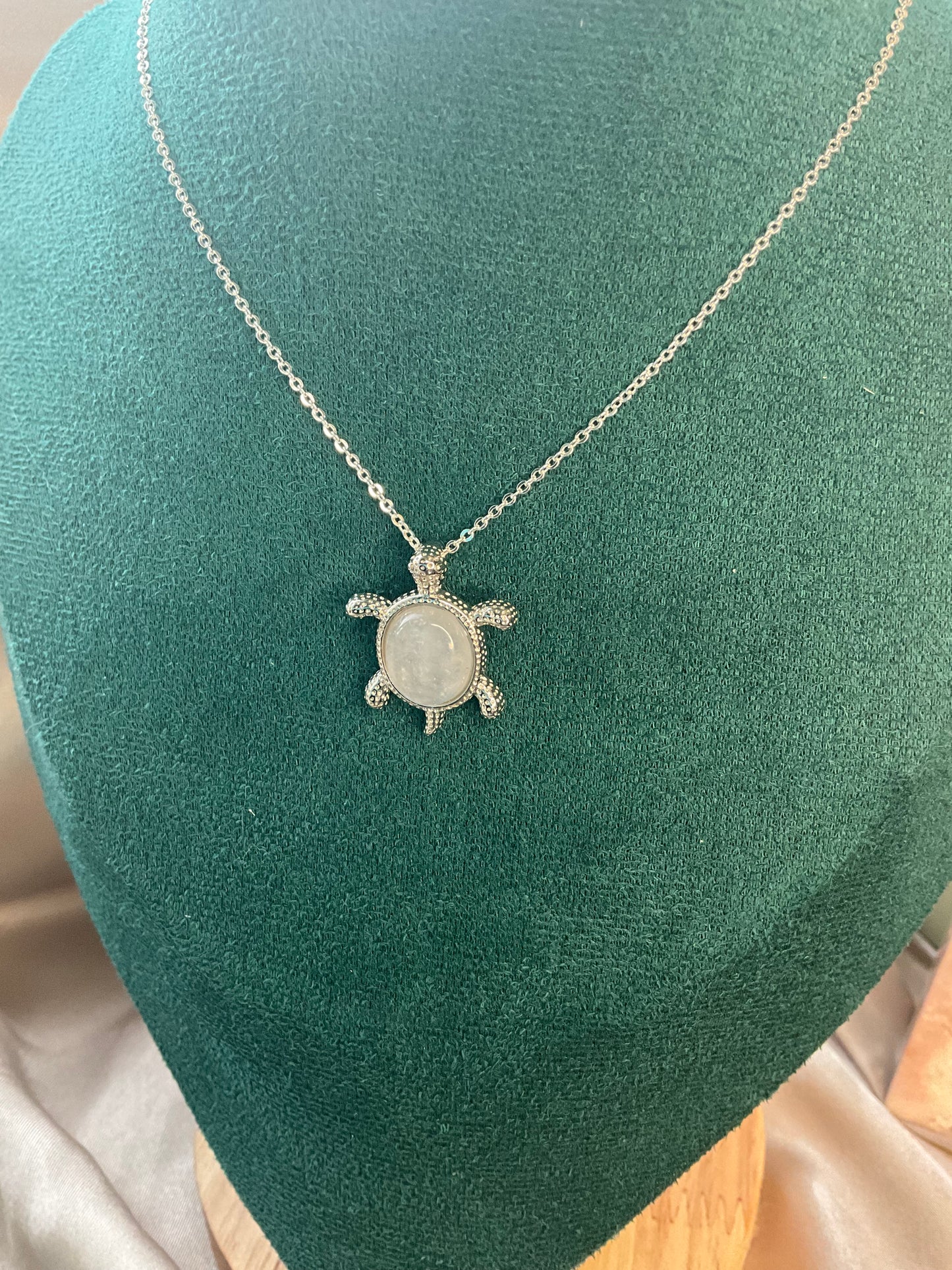 Crystal Turtle Necklace - Moonstone