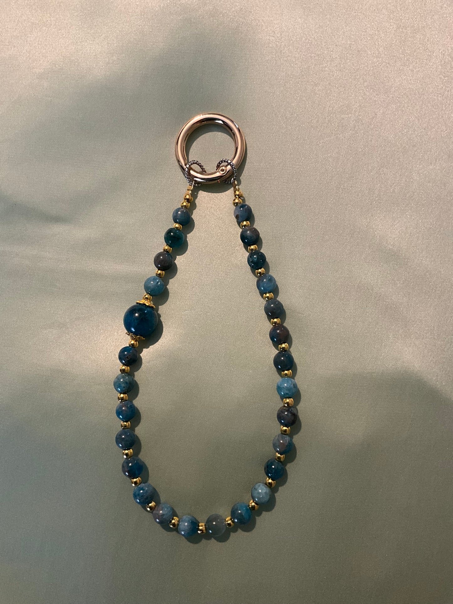 Crystal Phone Charm - Blue Appetite crystal beads with Gold coloured hardware