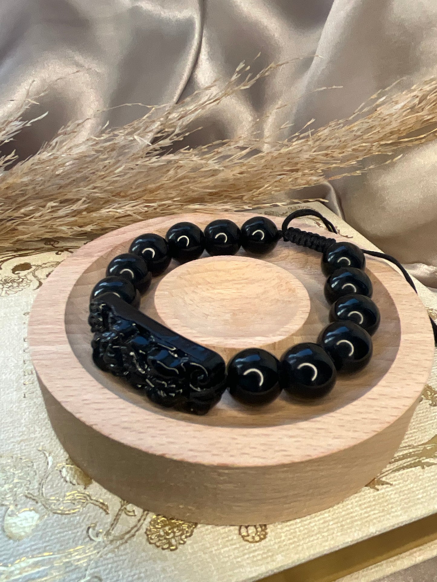 Obsidian Pixiu Bracelet with adjustable cord