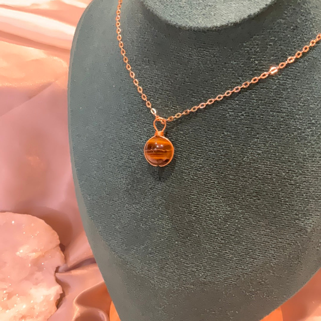 Sphere tiger eye pendant necklace