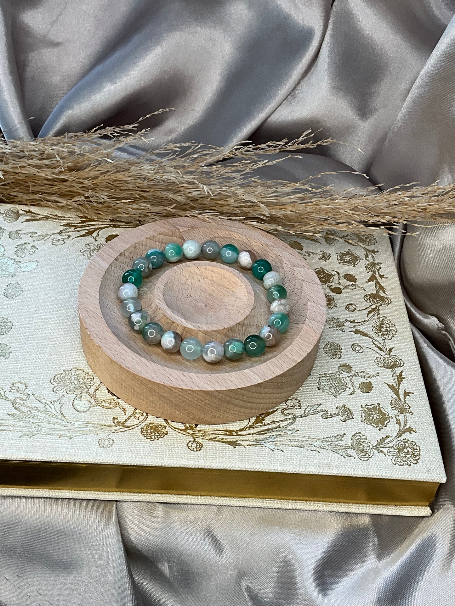 Green Flower Agate Bracelet