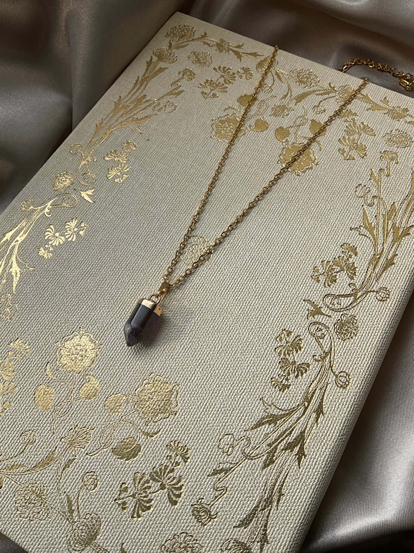 Amethyst Point on Gold Stainless Steel Chain