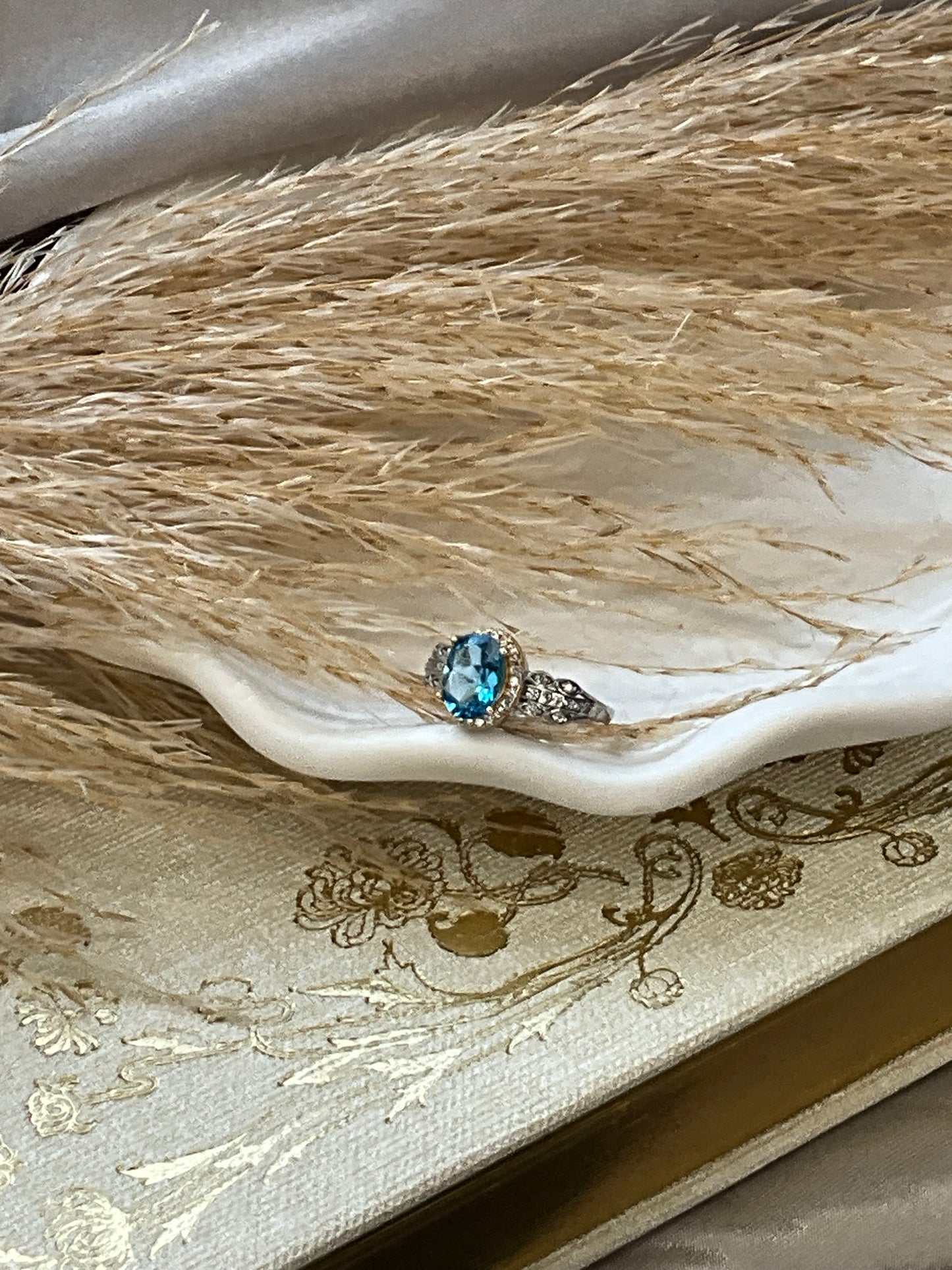 Swiss Blue Topaz 925 Sterling Silver Ring adjustable