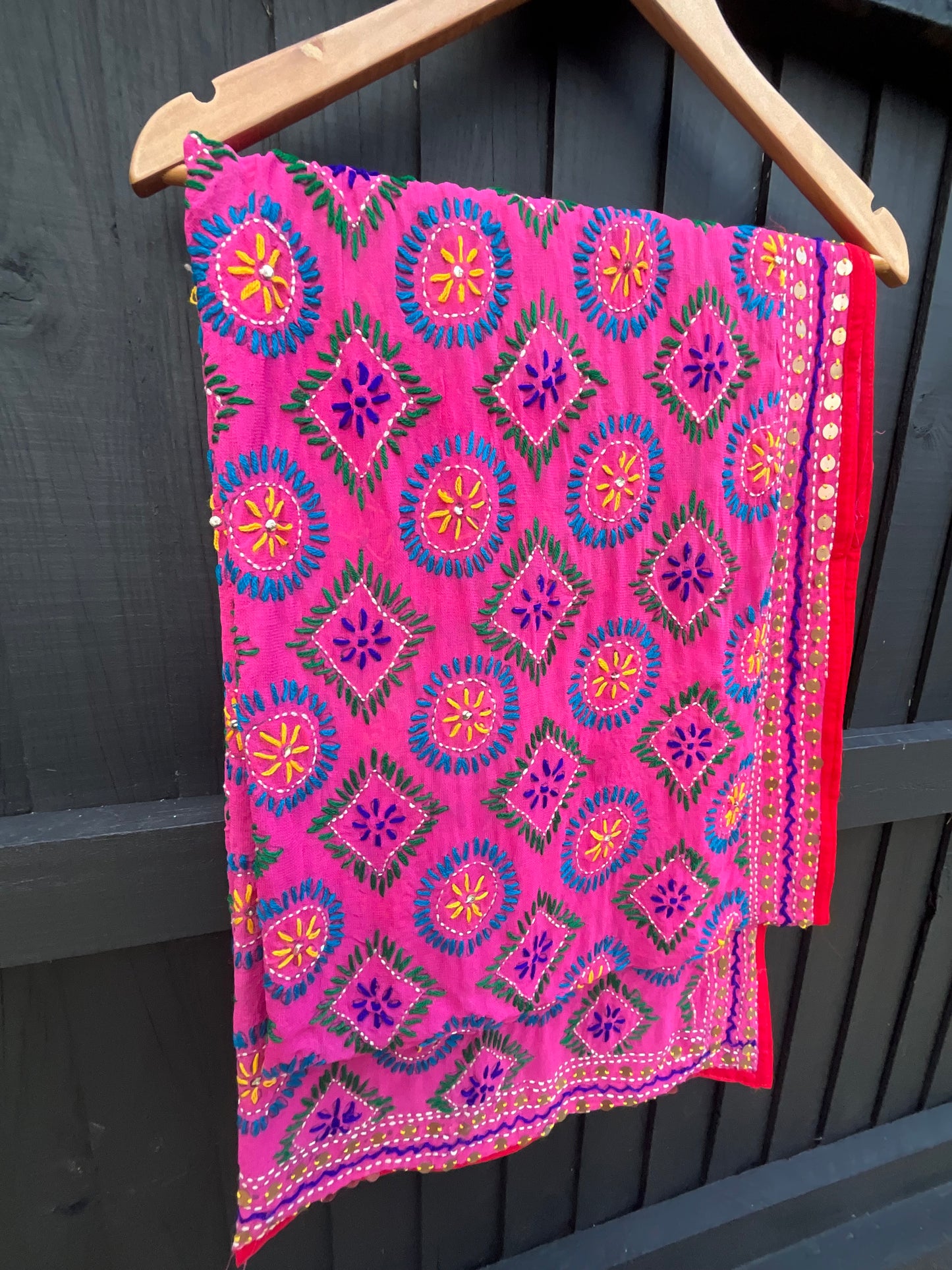 Pink Phulkari Scarf