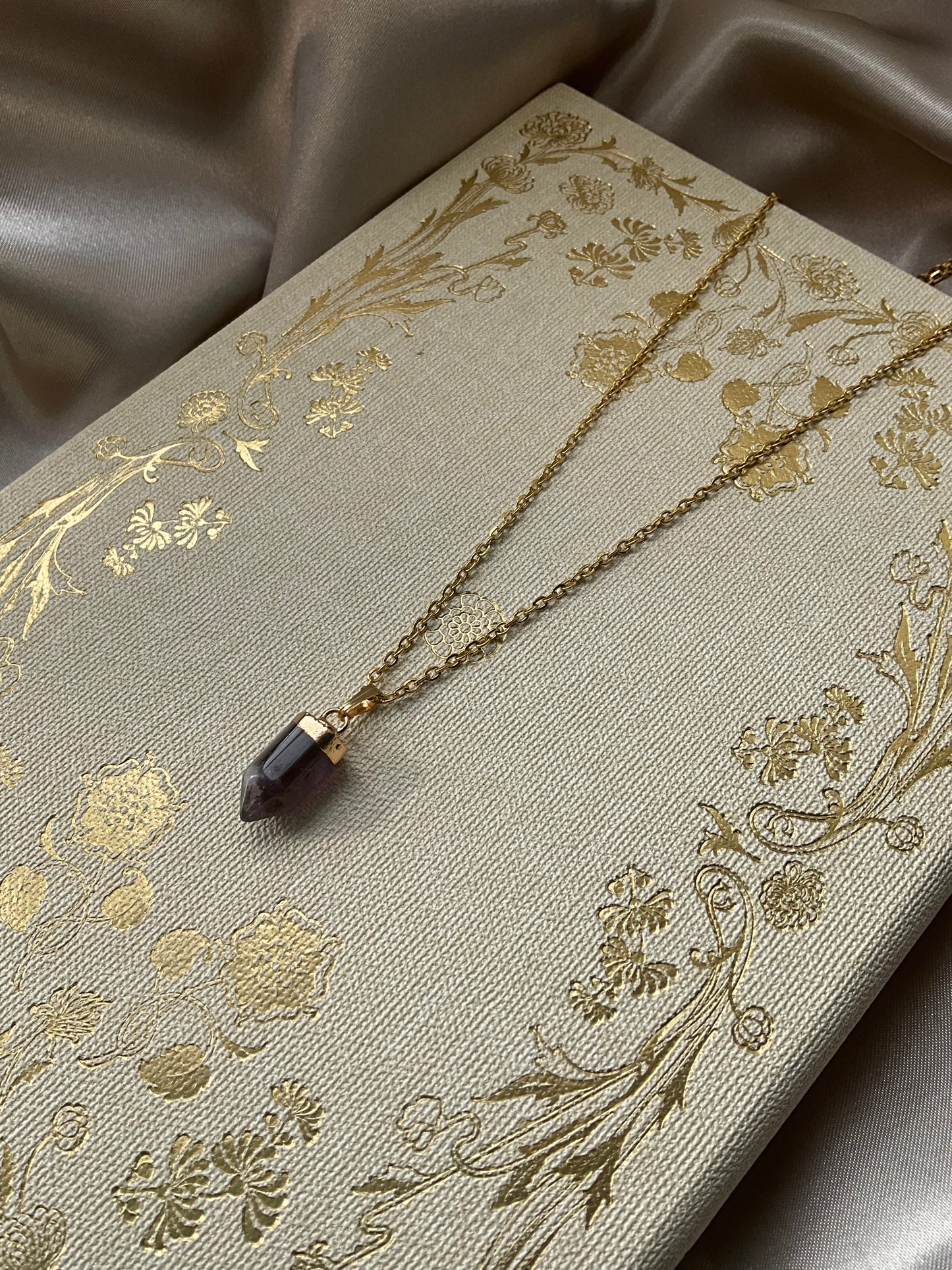 Amethyst Point on Gold Stainless Steel Chain