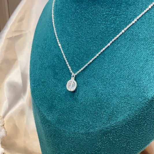 Cubic zirconia necklace on silver plated necklace