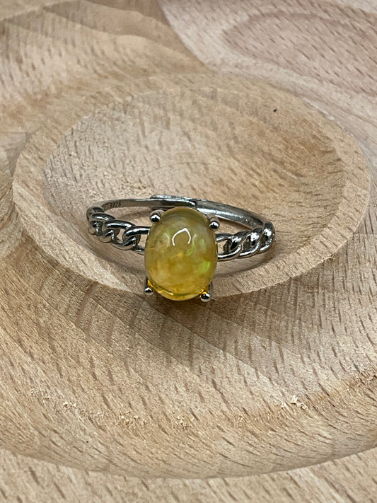 Yellow Opal 925 Sterling Silver Ring adjustable