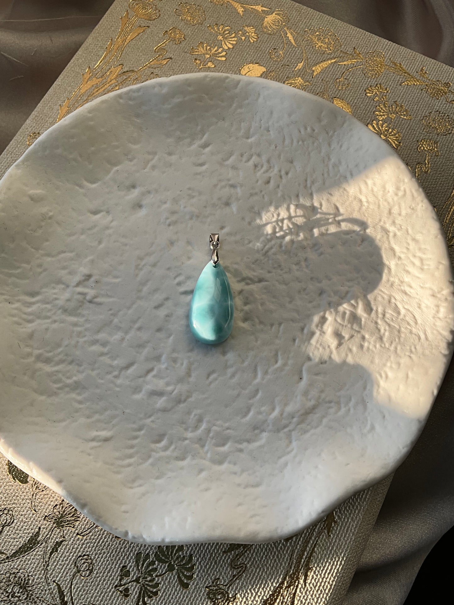 Larimar pendant on 925 sterling silver clasp