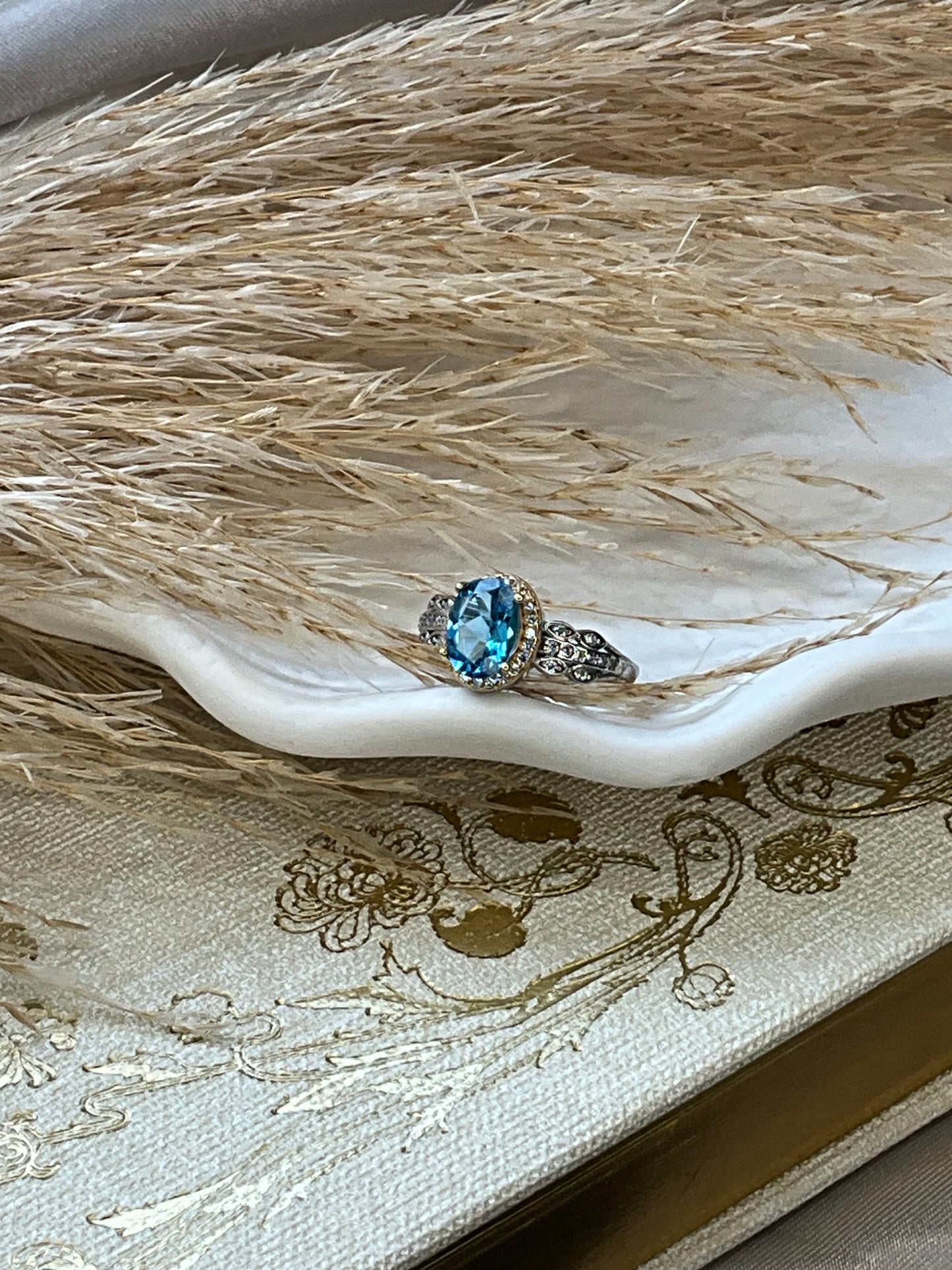 Swiss Blue Topaz 925 Sterling Silver Ring adjustable