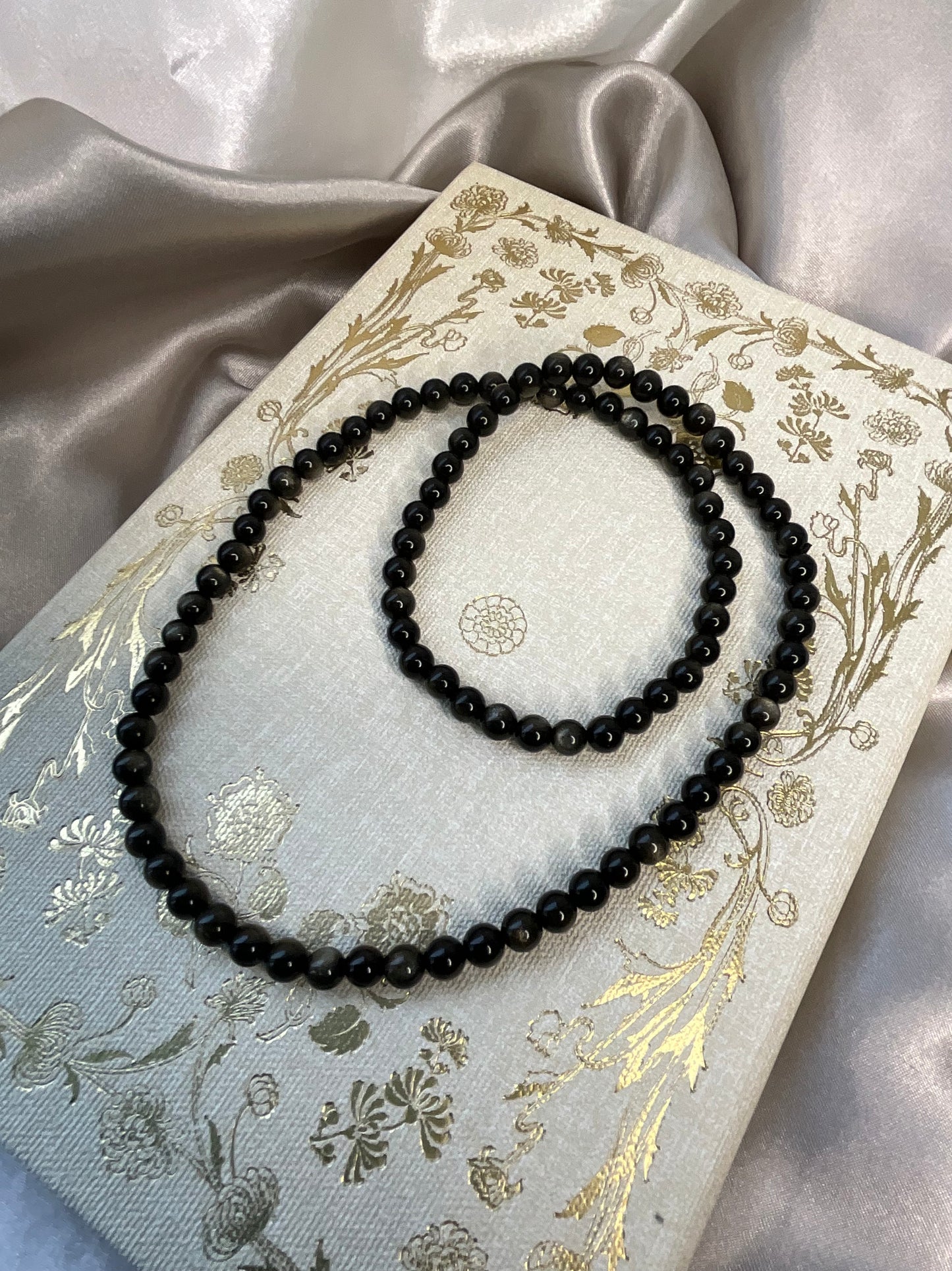 Golden Obsidian crystal beaded necklace