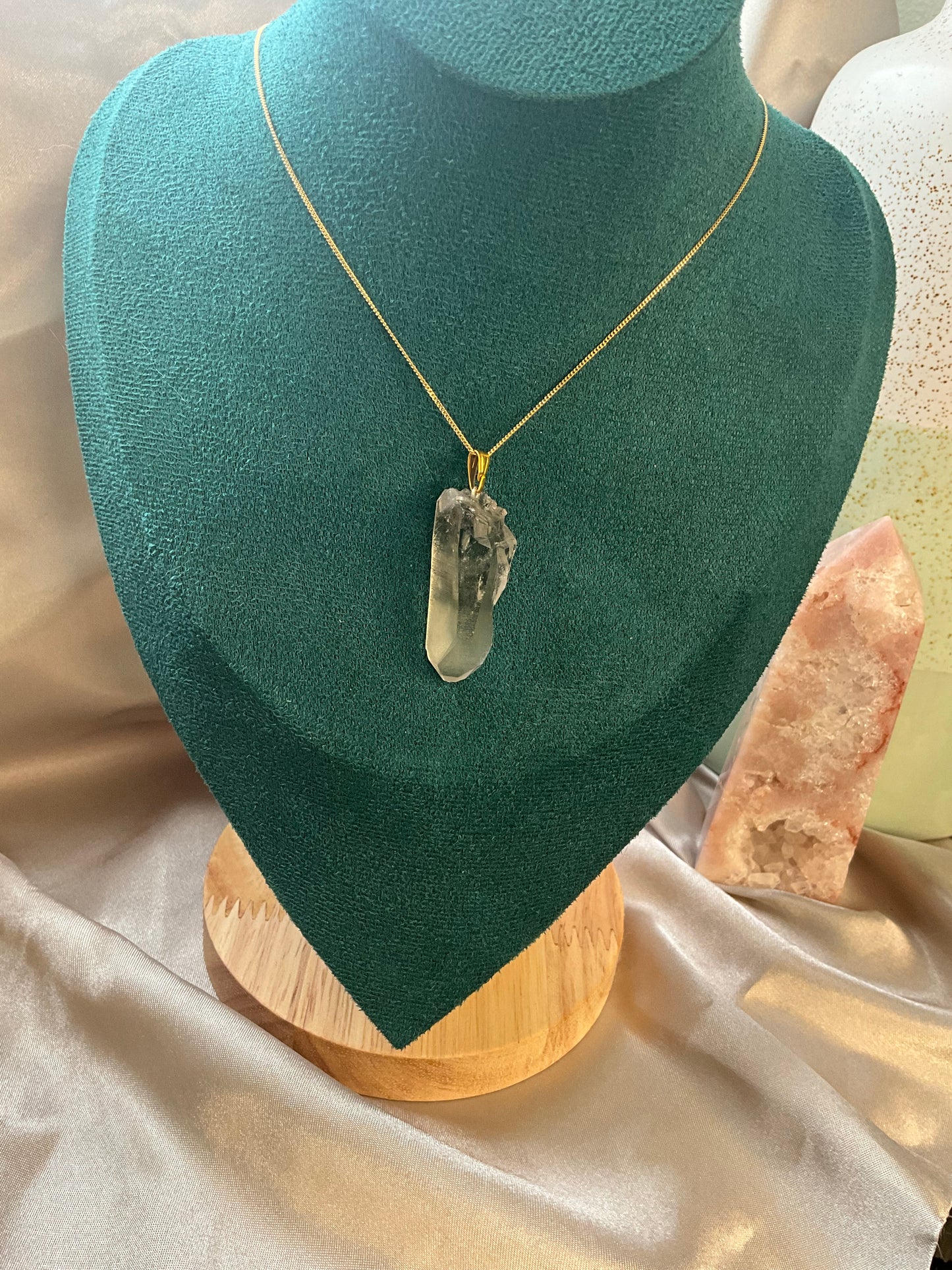 Smoky Lemurian pendant on 925 silver, gold plated dainty chain