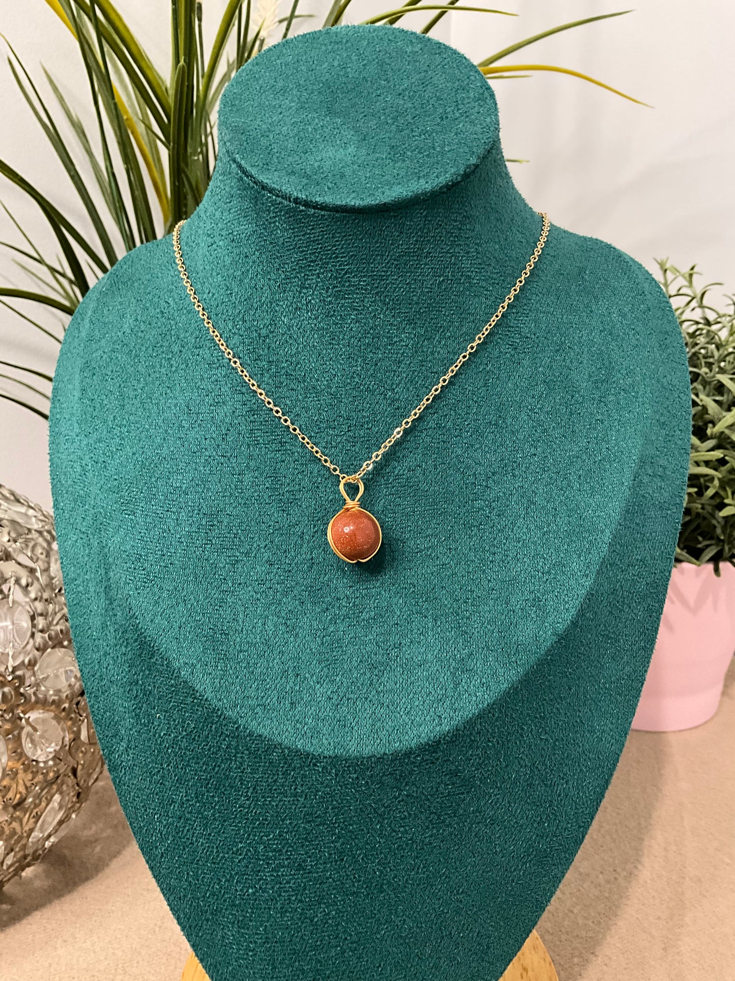 Sphere Sandstone Pendant Necklace