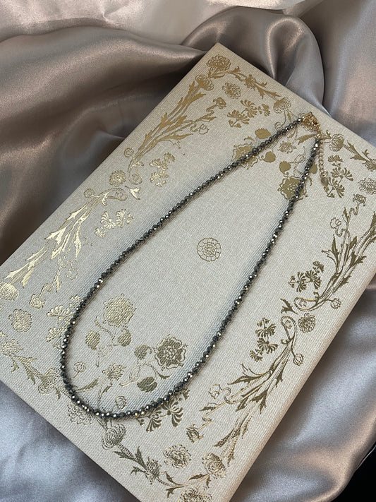 Pyrite Beaded Crystal Necklace with copper plated clasp and extender chain