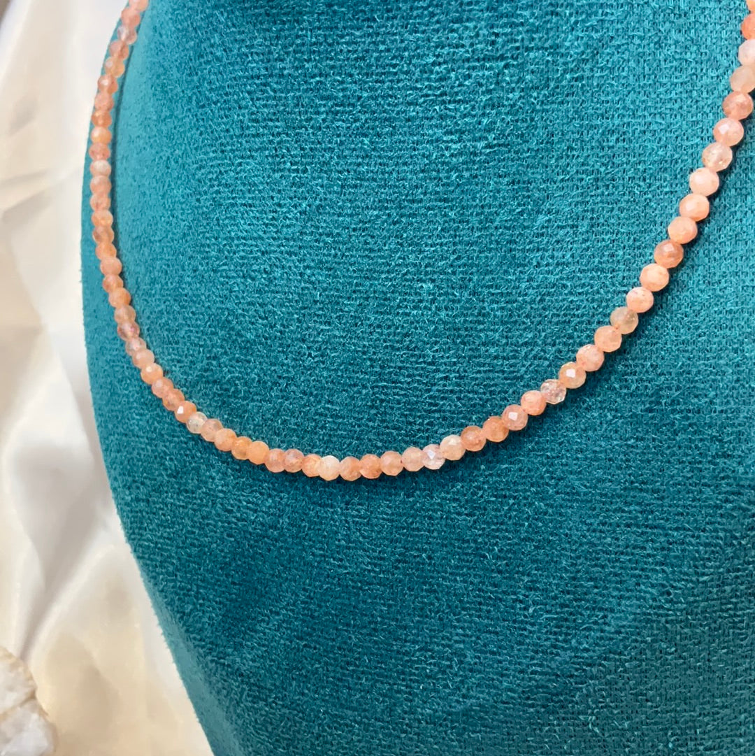 Beaded sunstone crystal choker necklace