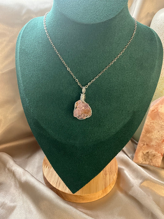 Pink Amethyst Druzy Cluster Necklace