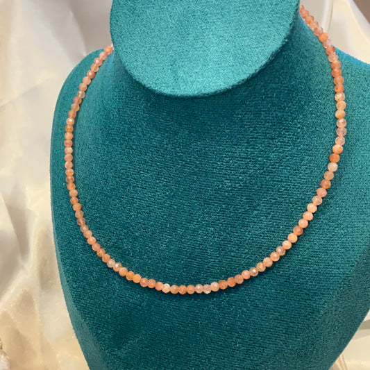 Beaded sunstone crystal choker necklace