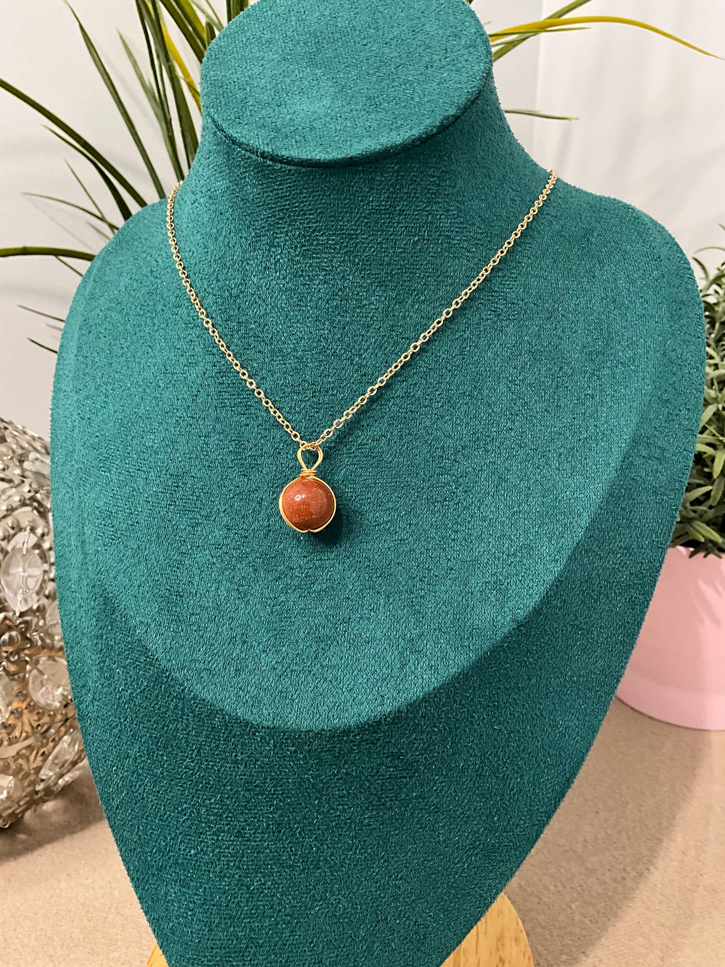 Sphere Sandstone Pendant Necklace