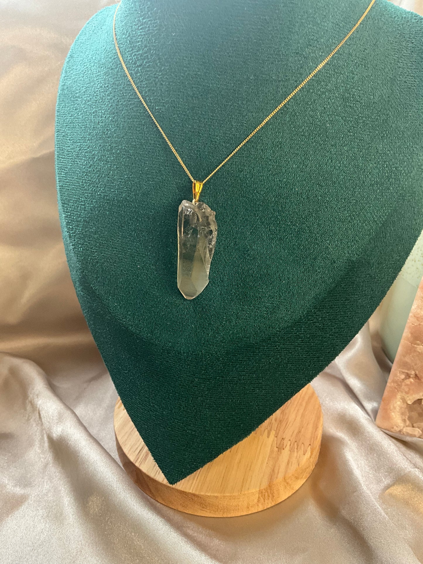 Smoky Lemurian pendant on 925 silver, gold plated dainty chain