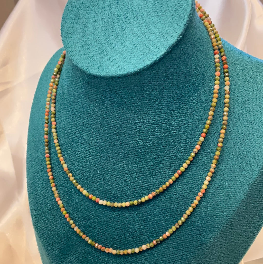 Unakite beaded crystal necklace.