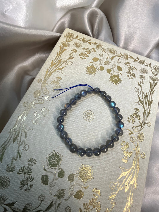 Labradorite high grade crystal beaded stretch bracelet with authenticity card