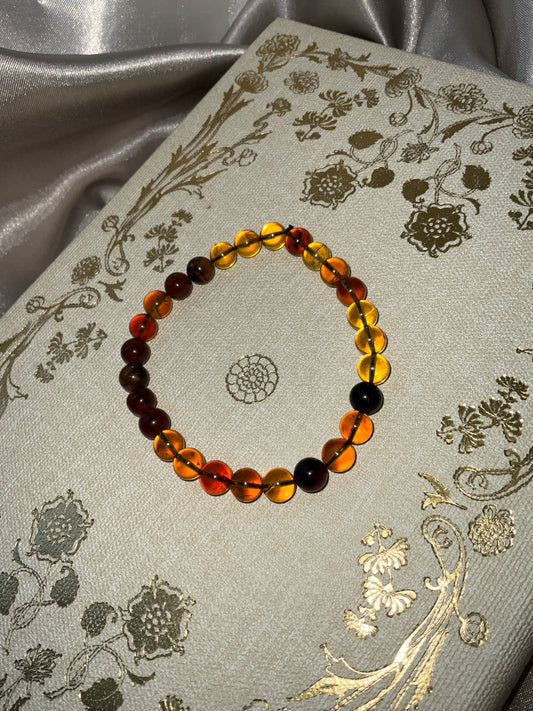 Blue Amber stretch beaded bracelet