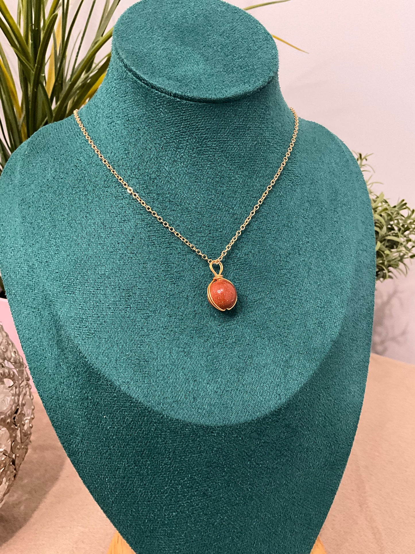 Sphere Sandstone Pendant Necklace