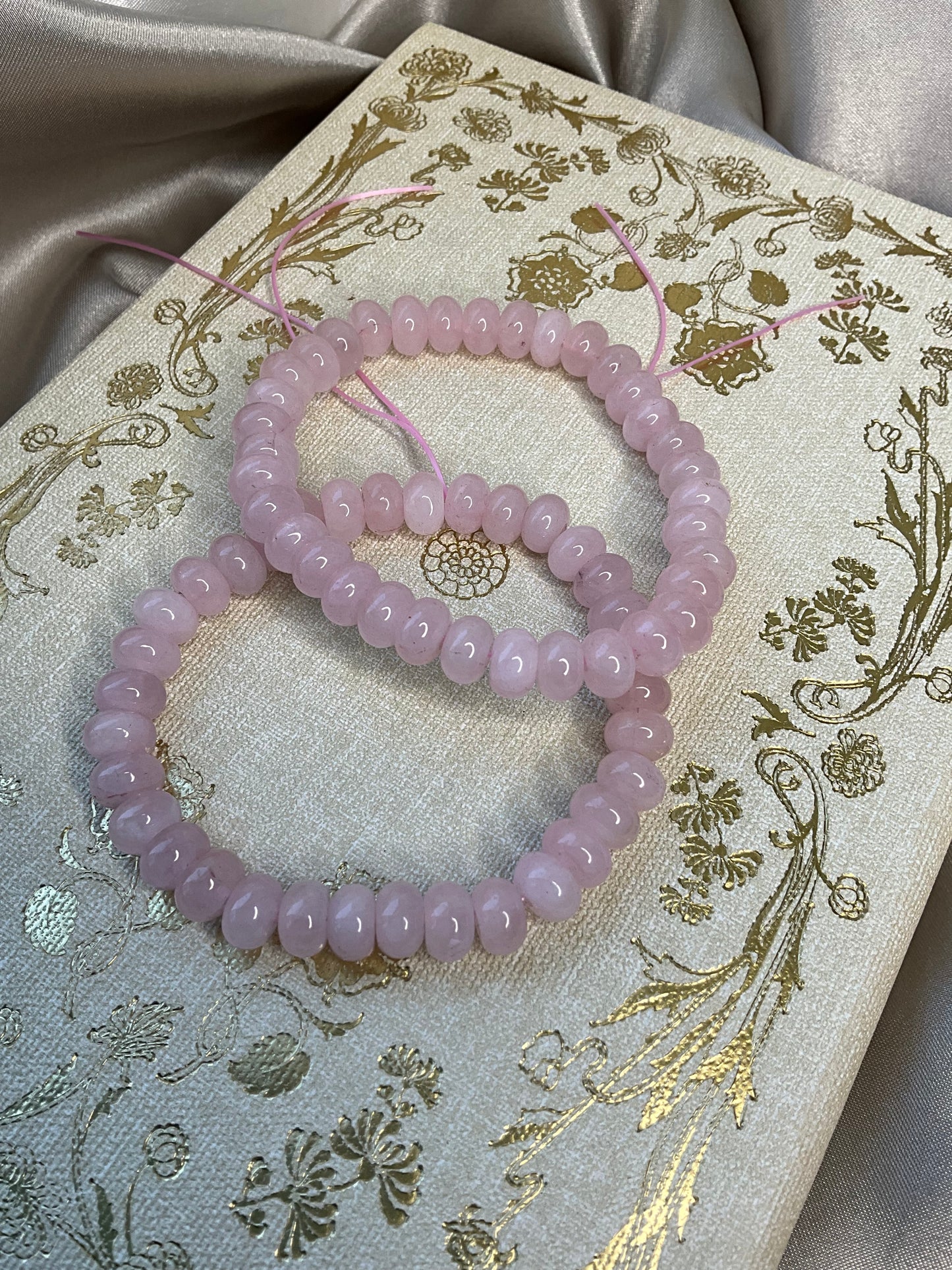 Rose Quartz Crystal Rondelle bead stretch bracelet