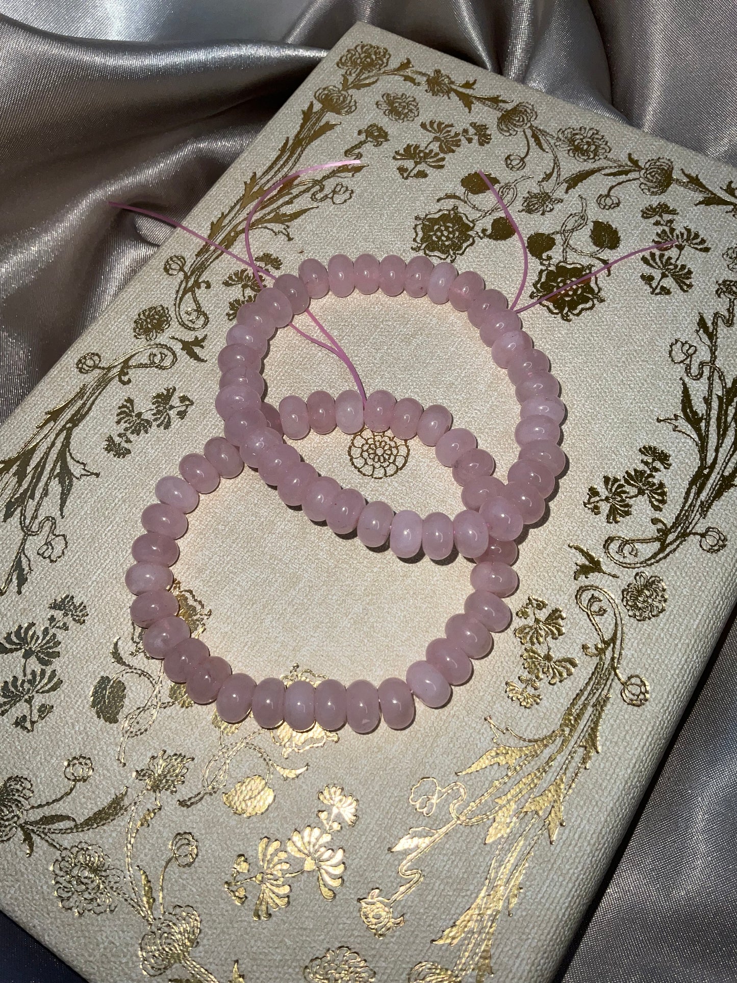 Rose Quartz Crystal Rondelle bead stretch bracelet