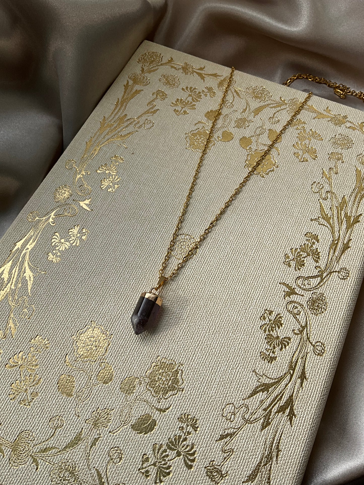 Amethyst Point on Gold Stainless Steel Chain