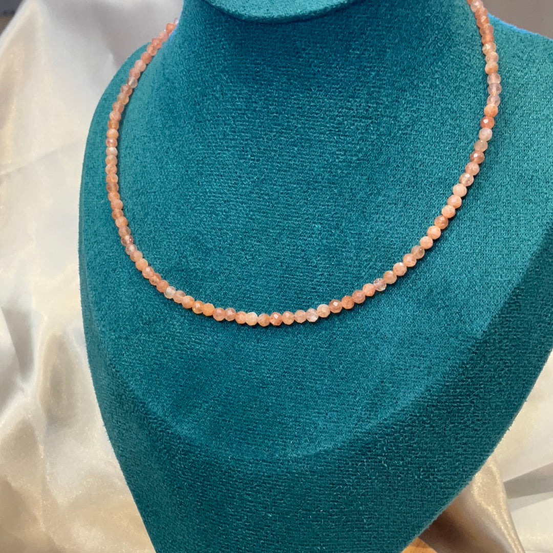 Beaded sunstone crystal choker necklace