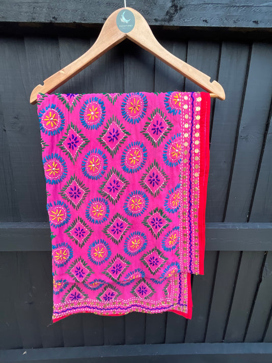 Pink Phulkari Scarf