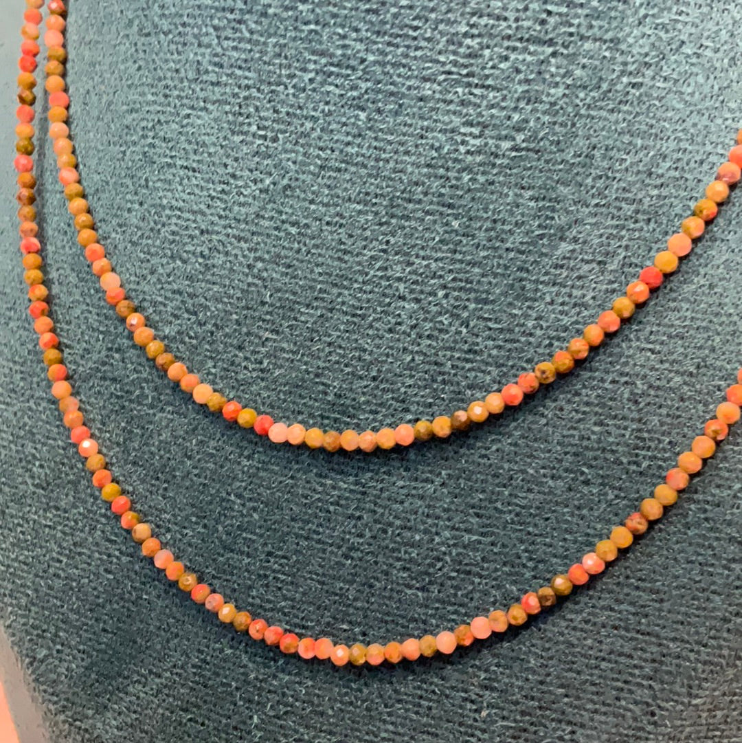 Unakite beaded crystal necklace.