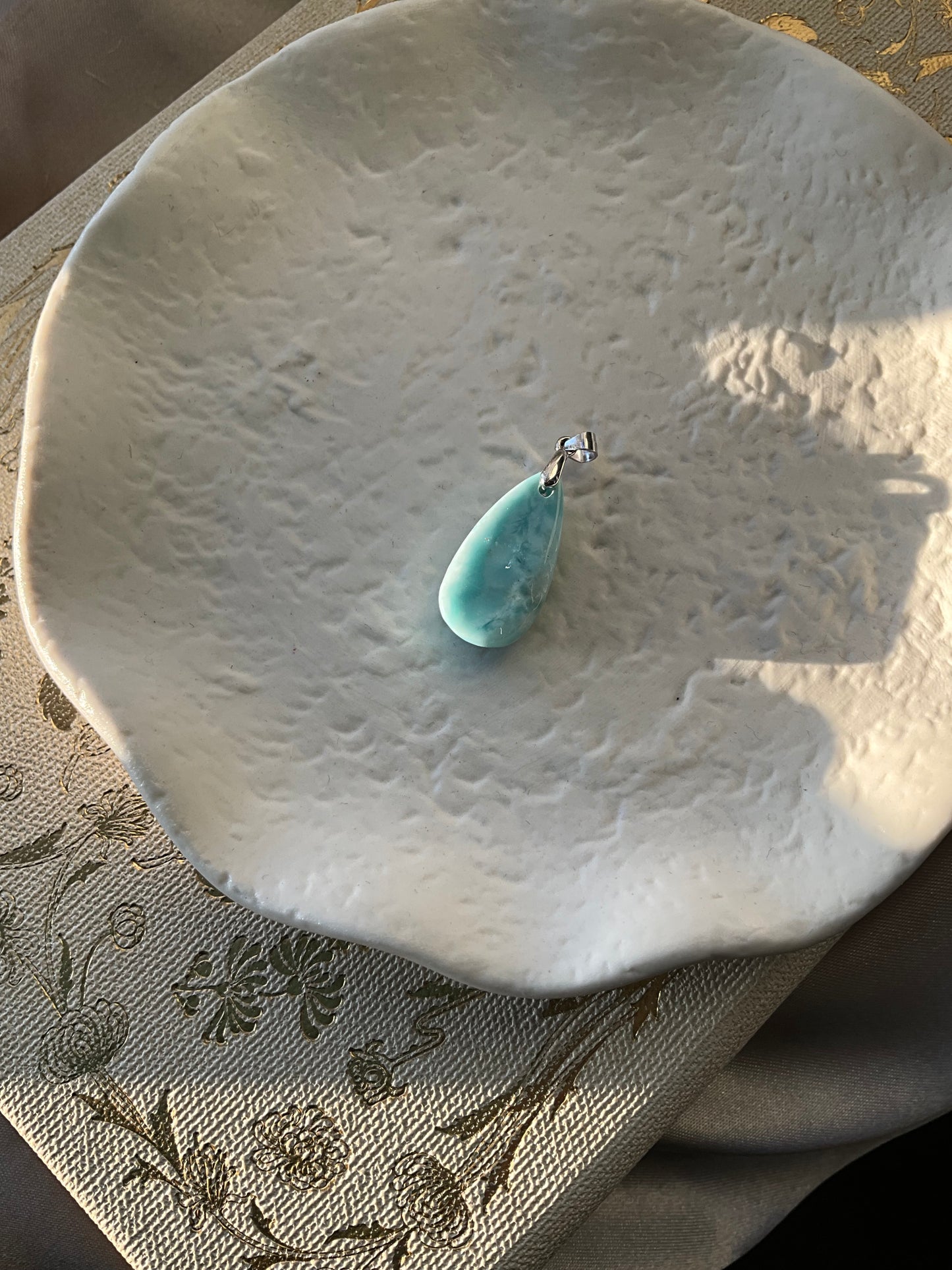 Larimar pendant on 925 sterling silver clasp