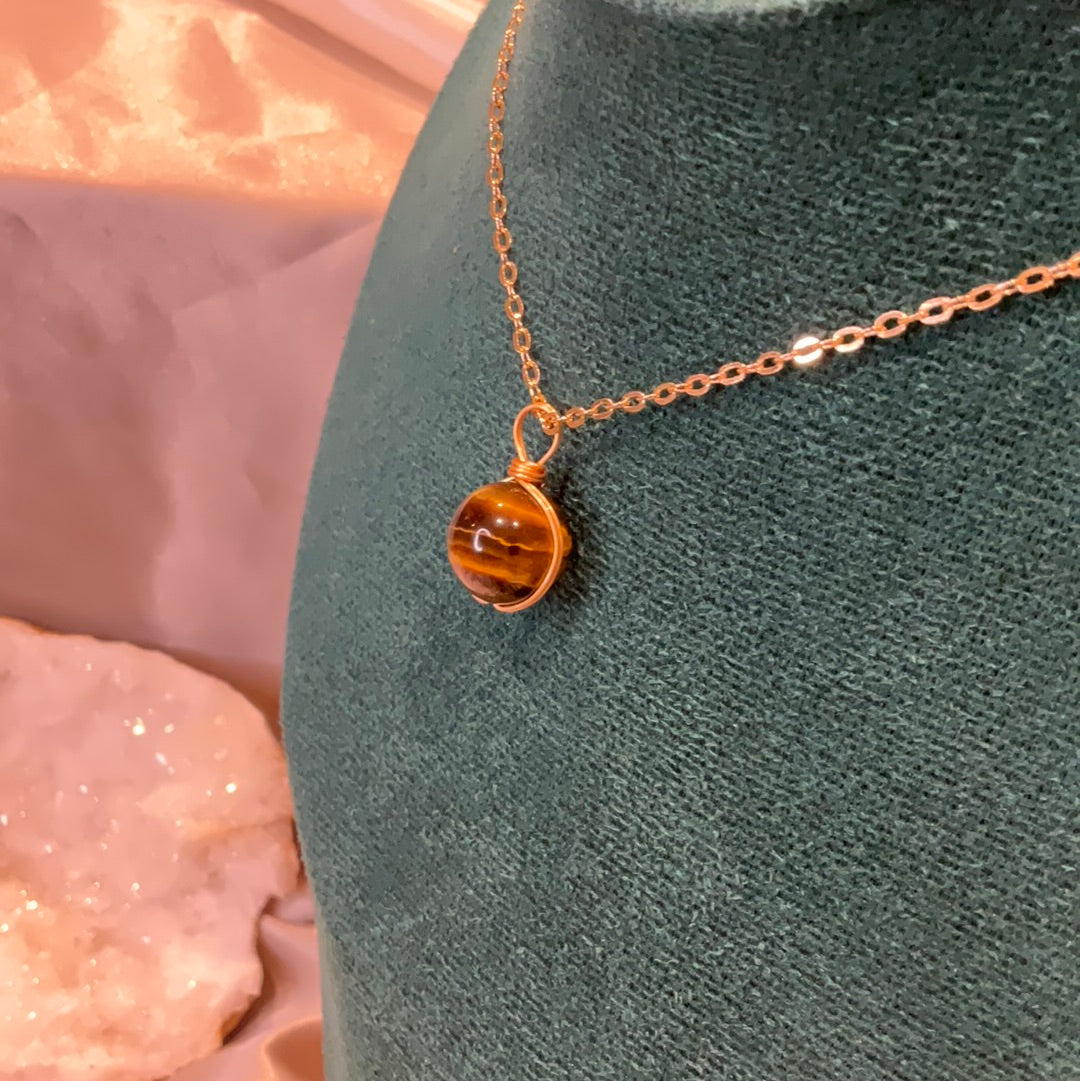 Sphere tiger eye pendant necklace