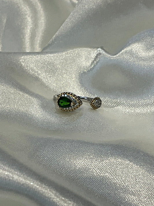 Diopside open 925 Sterling Silver Adjustable Ring