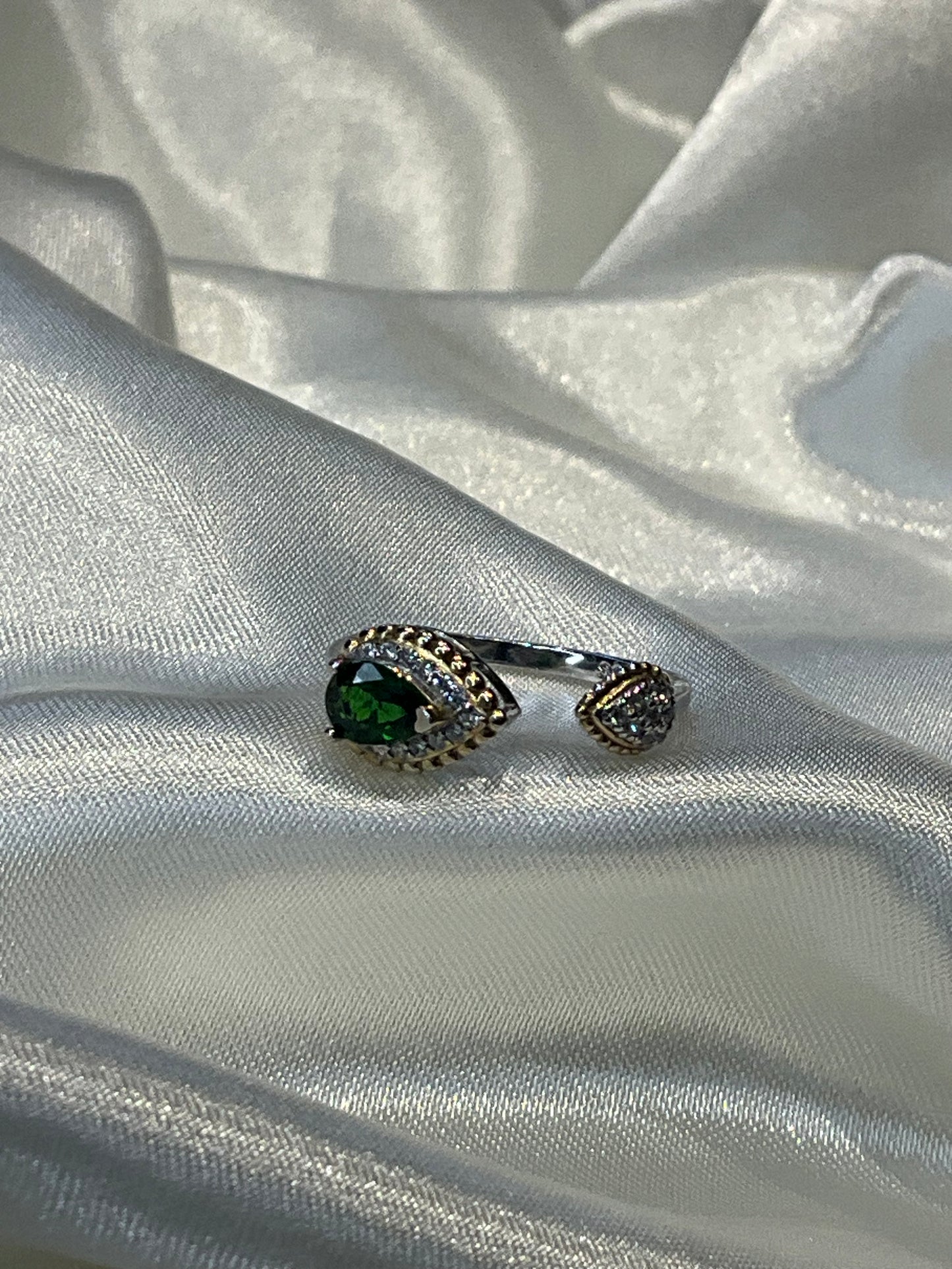 Diopside open 925 Sterling Silver Adjustable Ring