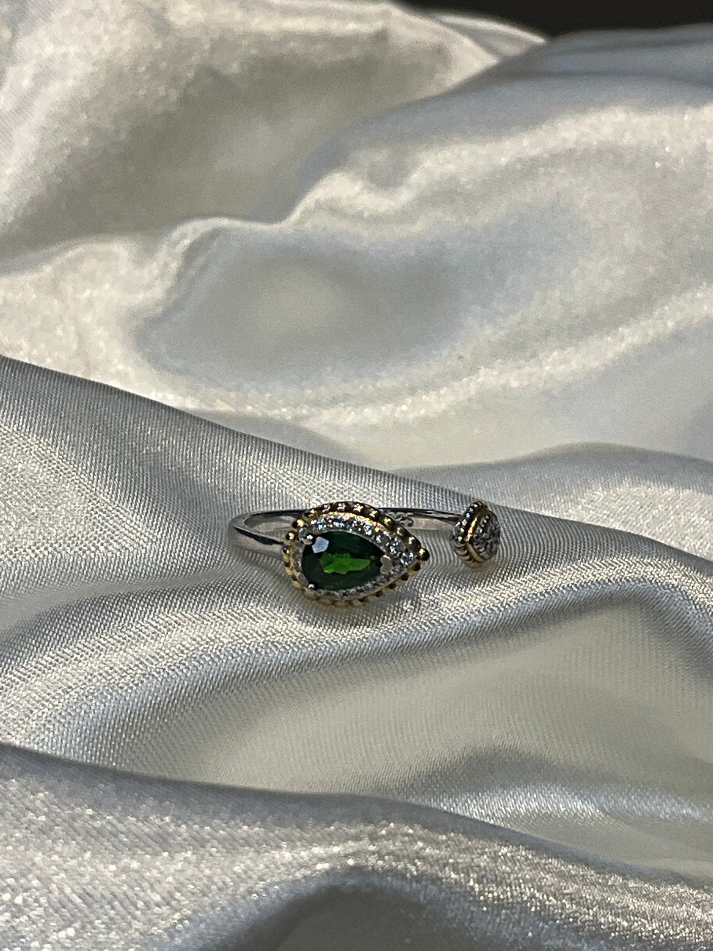 Diopside open 925 Sterling Silver Adjustable Ring