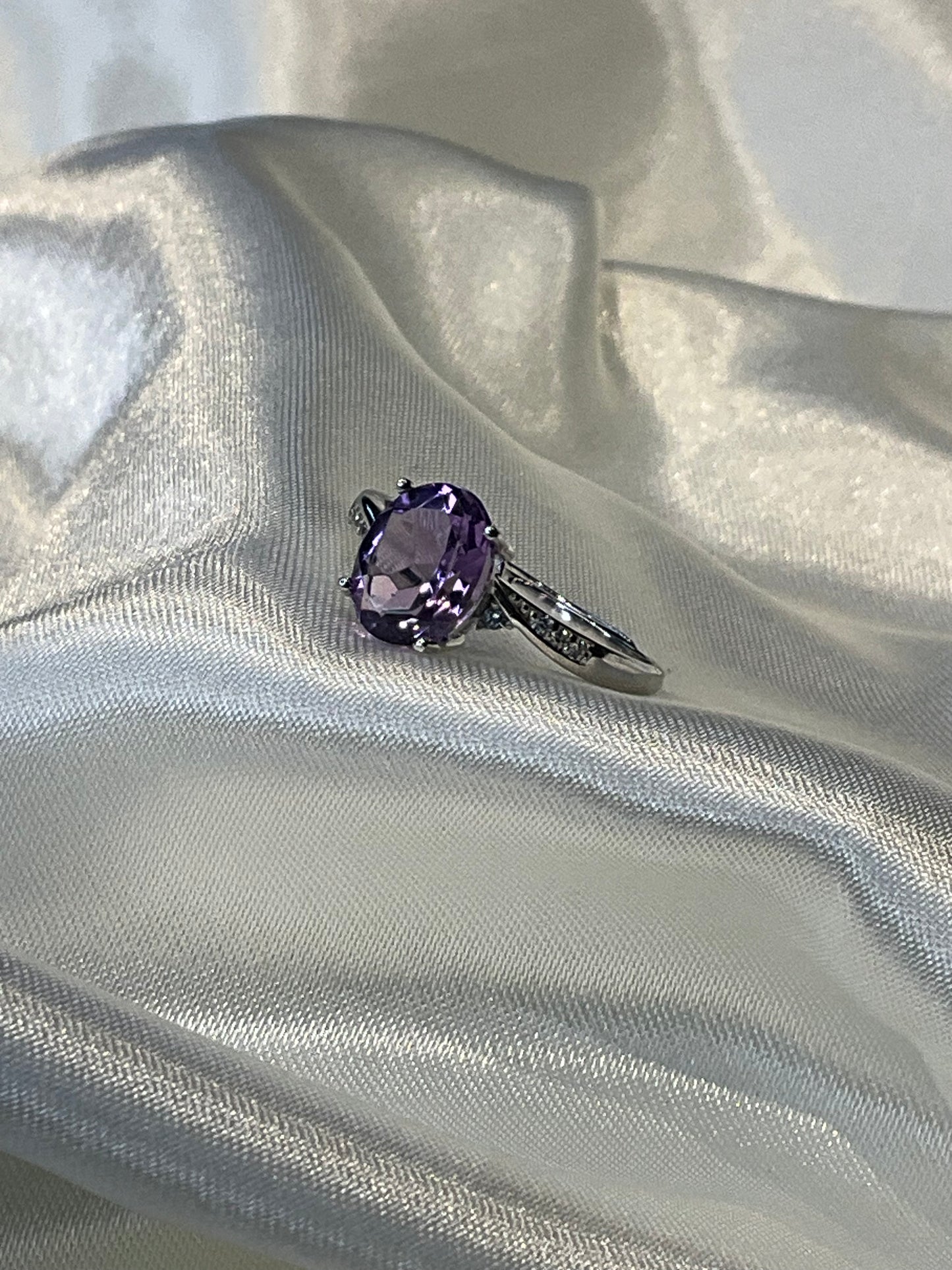 Amethyst 925 sterling silver adjustable ring